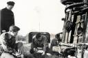 Members of the Norwich Civil Defence Corps (CDC) during a drill involving an overturned vehicle in February 1959.