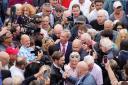 Crowds - hundreds gathered to listen to Mr Farage's speech