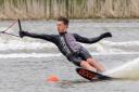 RIDING THE WAVE: Seb Turp pictured slalom waterskiing