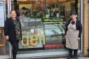 Jackie Baillie MSP with Anna Curley, proprietor, at Deli in The Square, Colquhoun Square, Helensburgh