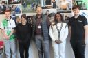 (L-R) Grŵp Llandrillo Menai’s Student Union Presidents Troy Maclean, Rhiannon Williams, Munachi Nneji and Rhys Morris with student enrichment officer Aaron Beacher (middle)