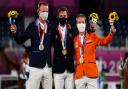 Medallists Great Britain's Ben Maher (Gold), Sweden’s Peder Fredricson (Silver) and Netherland’s Maikel van der Vleuten (Bronze)