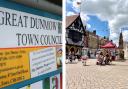 Market traders and businesses in Dunmow are both earmarked for funding in Uttlesford District Council's latest Covid-19 recovery plan. Pictures: Will Durrant