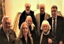 Seven past Mayors of Saffron Walden attended the Council Meeting to object to the “disposal” of the Council Table. From left: Keith Eden, Sandra Eden, Mike Hibbs, Hilary Shibata, Cliff Treadwell, Daphne Cornell, Jim Ketteridge