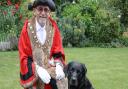 Saffron Walden's Mayor Cllr Richard Porch with dog Hardy