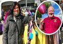 Clara, a market trader from Quite Nice Clothing; Inset: Terry Frostick, Saffron Walden Town Council's operations and market manager. Pictures: Will Durrant