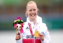 Paralympics GB's Laura Sugar with her gold medal after the women's KL3-cateogry canoe sprint final