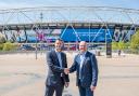 Gareth Powell of London Stansted with Graham Gilmore of London Stadium