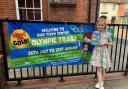 Nicole, daughter of BID manager Lisa Cleaver, promotes the Saffron Walden Going for Gold Trail