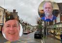 Uttlesford District Council Peter Holt (left) and Saffron Walden Town Council leader Deryk Eke took part in the meeting on Saffron Walden town centre