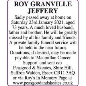 ROY GRANVILLE JEFFERY