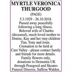 MYRTLE VERONICA THURGOOD