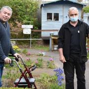 Stansted's Care UK Mountfitchet House resident Kevin with Peter Birsan and one of the visiting horses