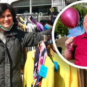 Clara, a market trader from Quite Nice Clothing; Inset: Terry Frostick, Saffron Walden Town Council's operations and market manager. Pictures: Will Durrant