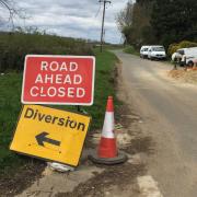 Diversion signs on North Hall Road