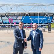 Gareth Powell of London Stansted with Graham Gilmore of London Stadium