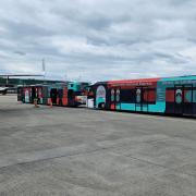 The new bus and coach wraps for the Stansted Airport fleet