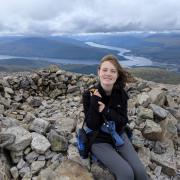 Lily Worboyes at the top of Ben Nevis