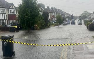 Fire crews from as far away as Thaxted and the Stanford-le-Hope area tackled severe flooding at Buckhurst Hill, near Loughton