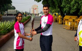 Young innovator, Vinisha Umashankar (left) represented India as a batonbearer, when the Queen’s Baton Relay visited India in January