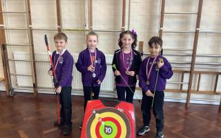 Archers from the tournament at St Mary's Primary School, Saffron Walden.