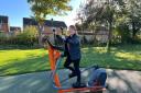 MP Mary Kelly Foy opening Sherburn's new outdoor gym.