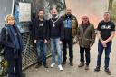 Left to right: Siriol Hogg (local supporter), Chris Hatch (Revamp the Ramp), Cllr Richard Slade (Mayor of St Neots), Cllr Stephen Ferguson, Bob Silverthorne (St Neots St Mary’s Rotary Club, Sam Curtin (Revamp the Ramp)