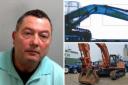 William Sartin (left) and the Doosan digger which hid the MDMA (right)