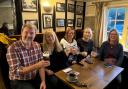 Members of the Ickleton Lionhearted group celebrating in a neighbouring pub