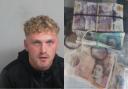 Liam Coles and the cash seized from his address