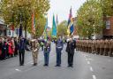 Standard bearers at the Remembrance Parade in Saffron Walden