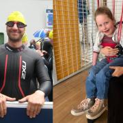 Andre Cundell (left) will take on the swim for six-year-old Grace Beverton (right)