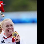 Laura Sugar of Saffron Walden celebrates her Paralympic gold medal. Picture: ADAM DAVY/PA