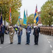 Standard bearers at the Remembrance Parade in Saffron Walden