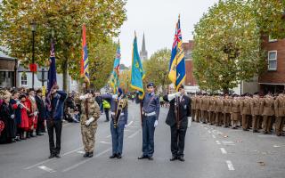 Standard bearers at the Remembrance Parade in Saffron Walden